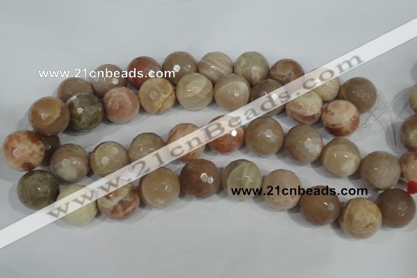 CMS577 15.5 inches 20mm faceted round moonstone beads wholesale