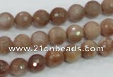 CMS59 15.5 inches 8mm faceted round moonstone gemstone beads