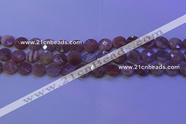 CMS590 15.5 inches 12mm faceted coin moonstone gemstone beads