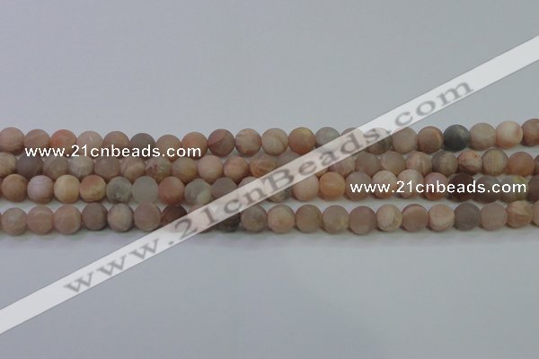 CMS603 15.5 inches 10mm round matte natural moonstone beads