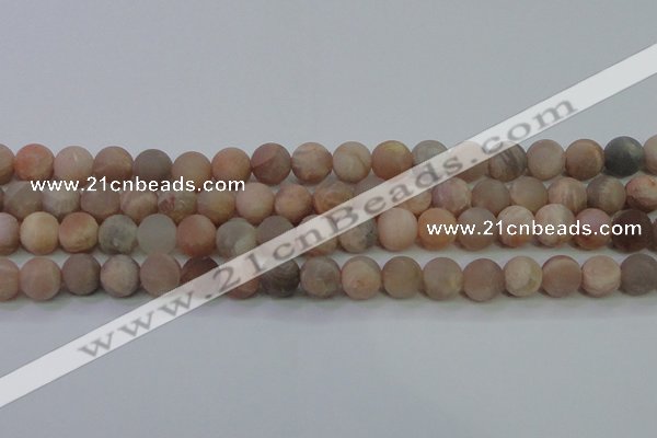 CMS605 15.5 inches 14mm round matte natural moonstone beads