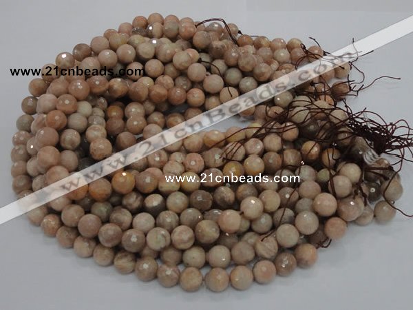 CMS61 15.5 inches 12mm faceted round moonstone gemstone beads