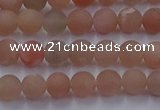 CMS610 15.5 inches 4mm round matte moonstone beads wholesale