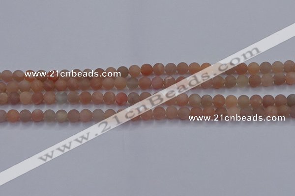 CMS610 15.5 inches 4mm round matte moonstone beads wholesale