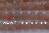 CMS611 15.5 inches 6mm round matte moonstone beads wholesale