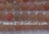 CMS611 15.5 inches 6mm round matte moonstone beads wholesale