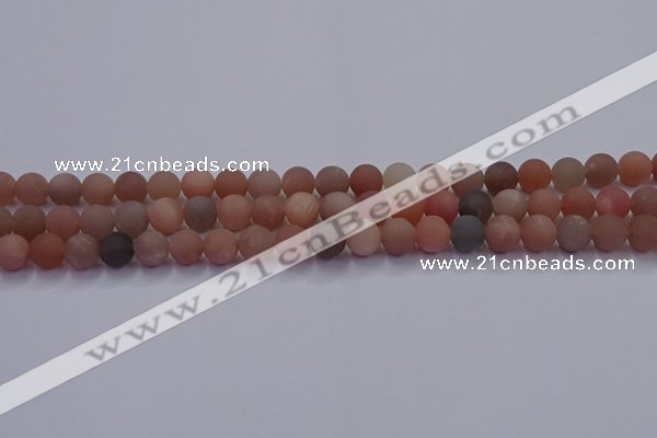 CMS612 15.5 inches 8mm round matte moonstone beads wholesale