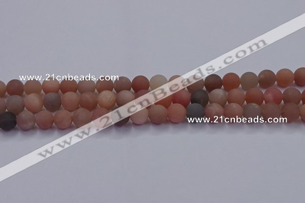 CMS613 15.5 inches 10mm round matte moonstone beads wholesale