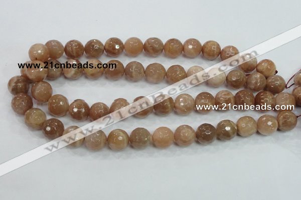 CMS62 15.5 inches 14mm faceted round moonstone gemstone beads