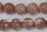 CMS767 15.5 inches 14mm faceted round natural moonstone beads