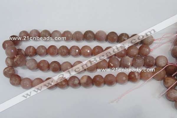 CMS767 15.5 inches 14mm faceted round natural moonstone beads