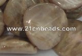 CMS80 15.5 inches 28mm twisted coin moonstone gemstone beads