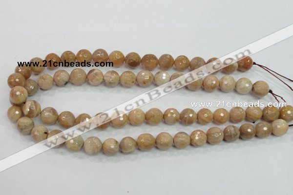 CMS85 15.5 inches 12mm faceted round moonstone gemstone beads