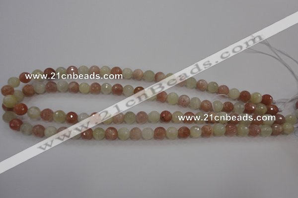 CMS871 15.5 inches 8mm faceted round moonstone gemstone beads