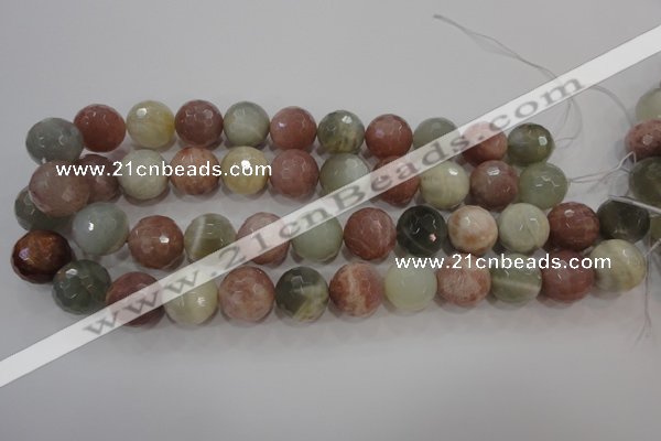 CMS874 15.5 inches 14mm faceted round moonstone gemstone beads