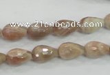 CMS88 15.5 inches 8*12mm faceted teardrop moonstone gemstone beads