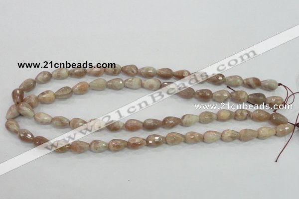 CMS88 15.5 inches 8*12mm faceted teardrop moonstone gemstone beads