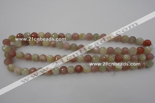 CMS880 15.5 inches 10mm faceted round moonstone gemstone beads