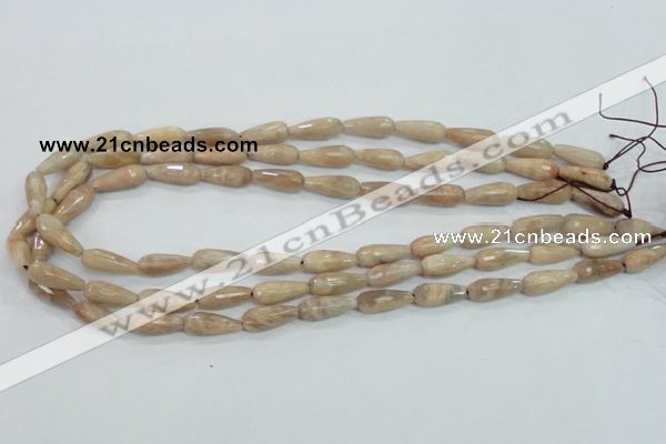 CMS90 15.5 inches 7*18mm faceted teardrop moonstone gemstone beads