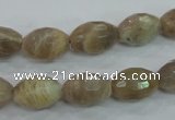 CMS92 15.5 inches 10*14mm faceted rice moonstone gemstone beads