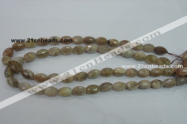 CMS92 15.5 inches 10*14mm faceted rice moonstone gemstone beads