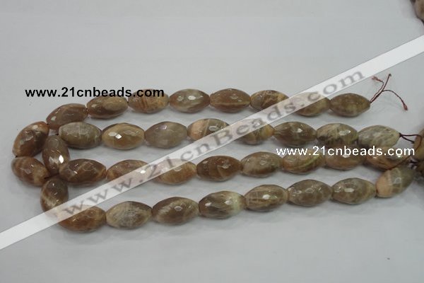 CMS93 15.5 inches 13*22mm faceted rice moonstone gemstone beads