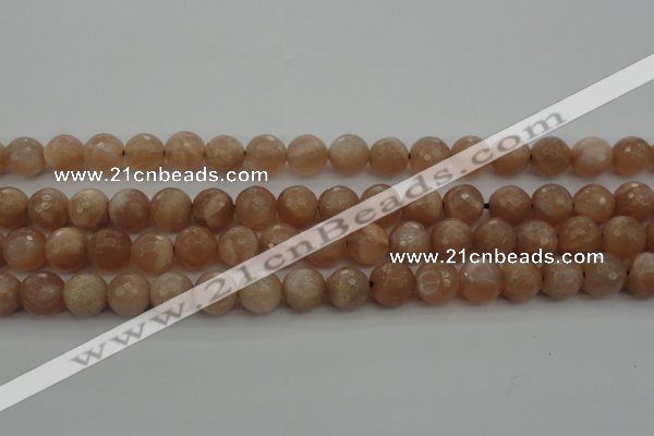 CMS942 15.5 inches 8mm faceted round A grade moonstone gemstone beads