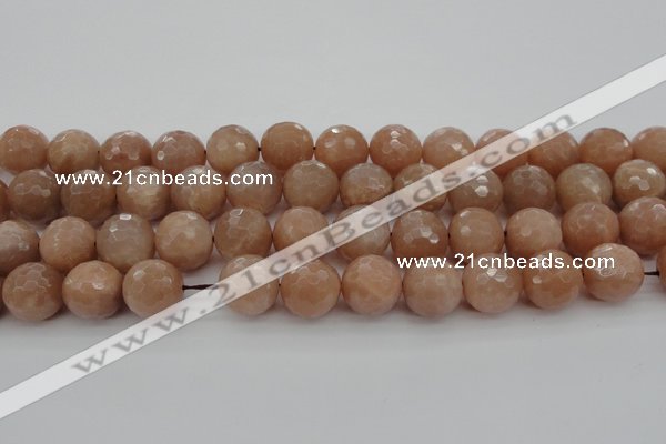 CMS945 15.5 inches 14mm faceted round A grade moonstone gemstone beads