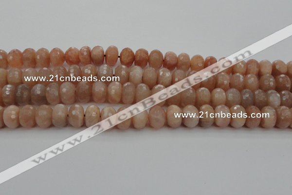 CMS951 15.5 inches 6*10mm faceted rondelle A grade moonstone beads