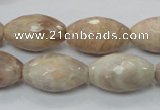 CMS96 15.5 inches 13*22mm faceted rice moonstone gemstone beads