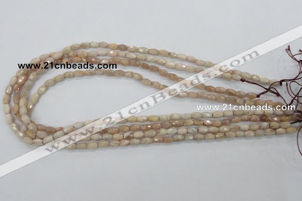 CMS99 15.5 inches 5*7mm faceted rice moonstone gemstone beads