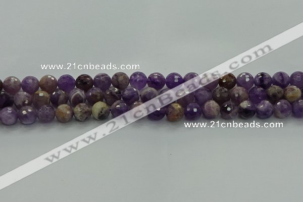 CNA1012 15.5 inches 8mm faceted round dogtooth amethyst beads