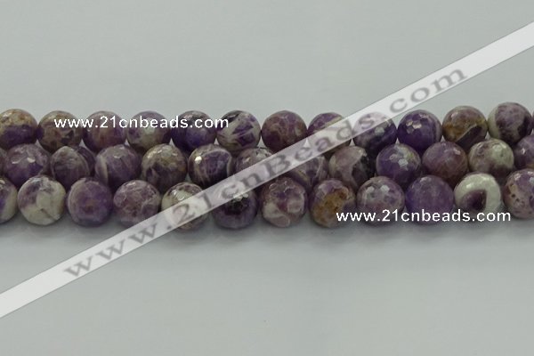 CNA1015 15.5 inches 14mm faceted round dogtooth amethyst beads