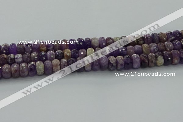 CNA1031 15.5 inches 7*12mm faceted rondelle dogtooth amethyst beads