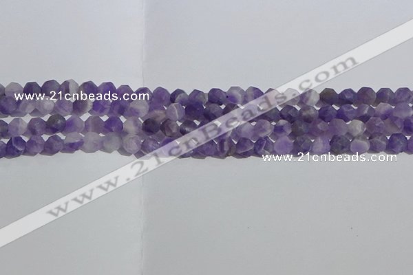 CNA1076 15.5 inches 6mm faceted nuggets matte dogtooth amethyst beads