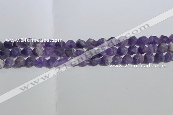 CNA1077 15.5 inches 8mm faceted nuggets matte dogtooth amethyst beads