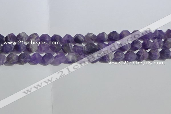 CNA1078 15.5 inches 10mm faceted nuggets matte dogtooth amethyst beads