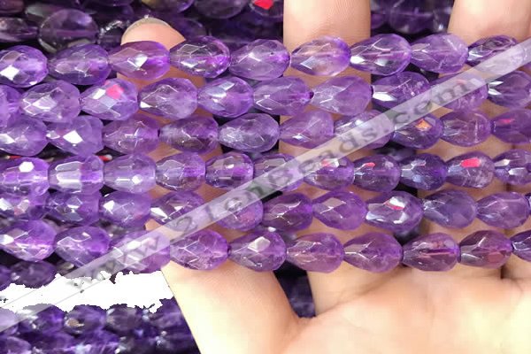 CNA1103 15.5 inches 7*10mm faceted teardrop amethyst gemstone beads