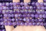 CNA1114 15.5 inches 8mm faceted round amethyst gemstone beads