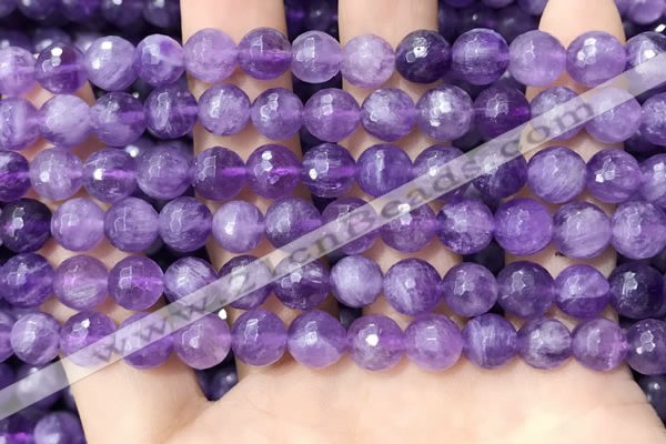 CNA1114 15.5 inches 8mm faceted round amethyst gemstone beads