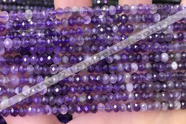 CNA1117 15.5 inches 3*4mm faceted rondelle amethyst beads wholesale