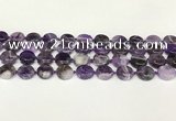 CNA1120 15.5 inches 14mm flat round dogtooth amethyst beads