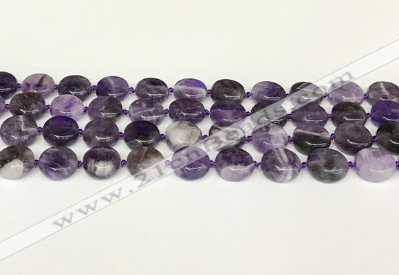 CNA1120 15.5 inches 14mm flat round dogtooth amethyst beads