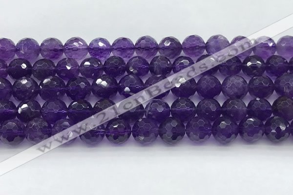 CNA1173 15.5 inches 10mm faceted round natural amethyst beads