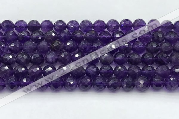 CNA1176 15.5 inches 8mm faceted round natural amethyst beads