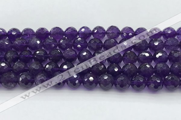 CNA1177 15.5 inches 10mm faceted round natural amethyst beads