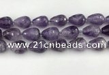 CNA1181 15.5 inches 15*20mm faceted teardrop amethyst beads
