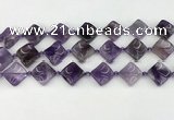 CNA1188 15.5 inches 15*15mm twisted diamond amethyst beads