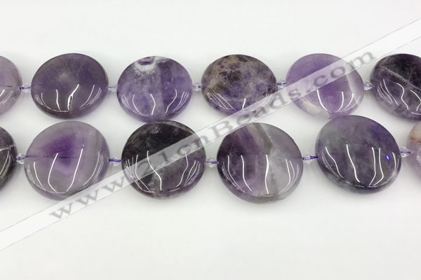 CNA1196 15.5 inches 40mm flat round amethyst beads wholesale