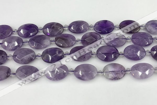 CNA1201 15.5 inches 15*20mm faceted oval amethyst beads